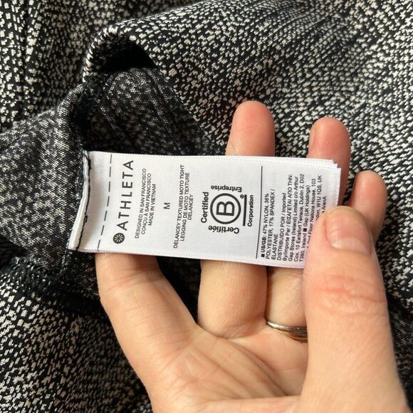 Athleta Leggings Medium Black White Delancey Textured Moto Tight Leggings - Picture 11 of 12